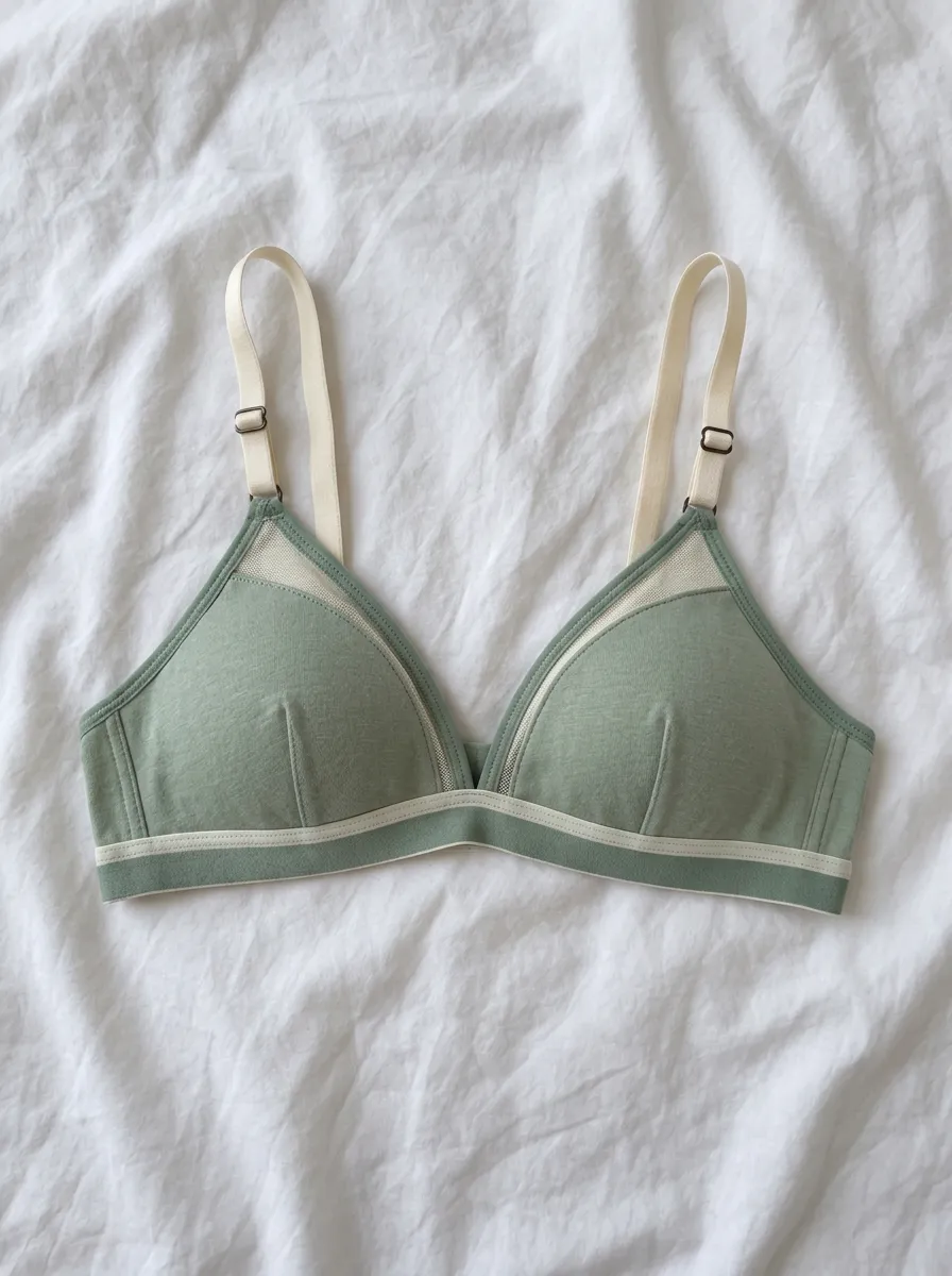 Women's Mesh Trim Cotton Adjustable Strap Everyday Essential Bralette