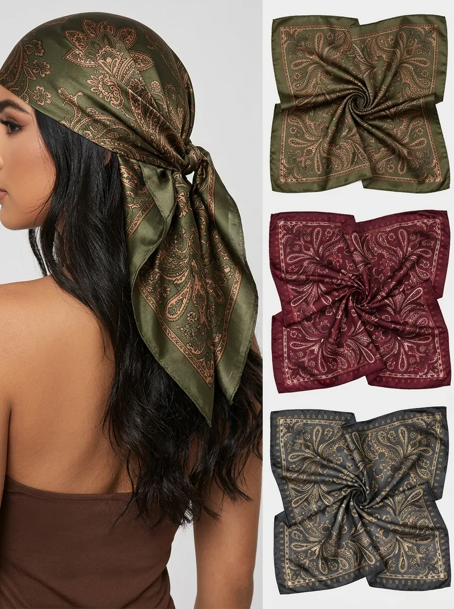 Relaxed Paisley Bandana Headscarf Trio