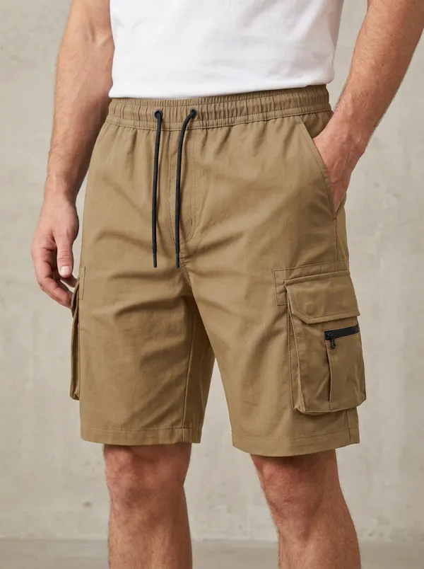Casual Multi-Pocket Drawstring Cargo Shorts