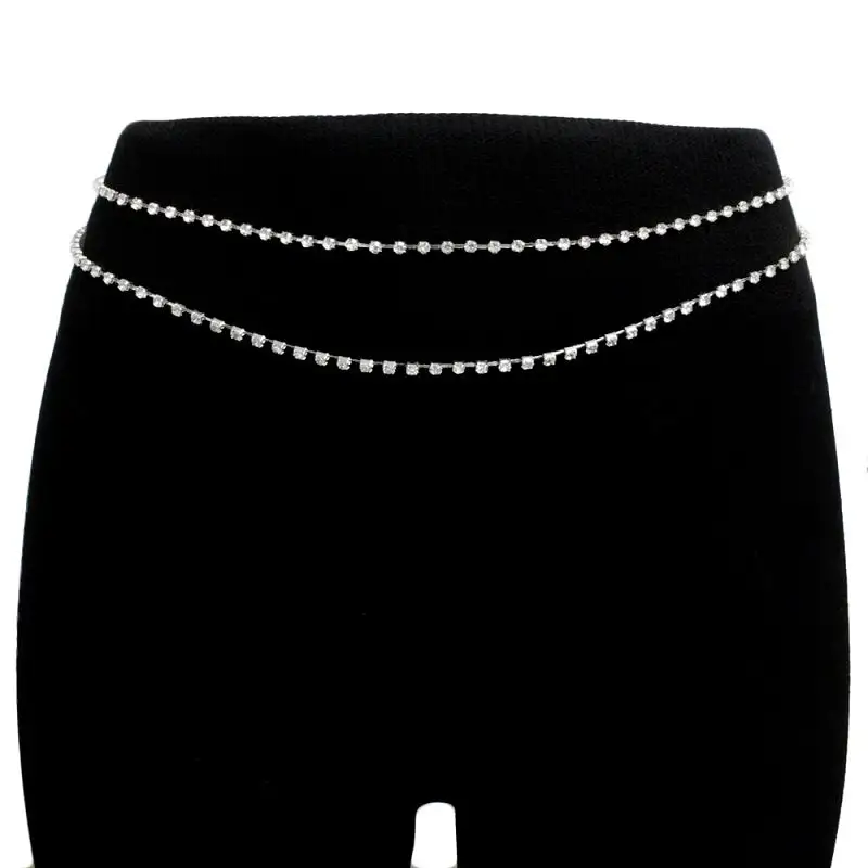 Modern Crystal Double Row Waist Belt
