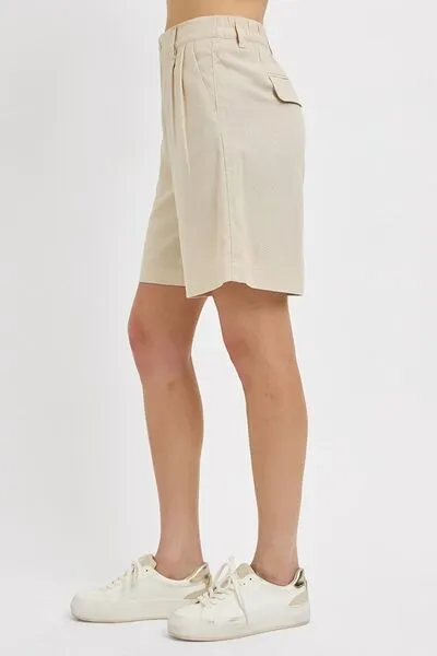High Rise Pleated Front Shorts