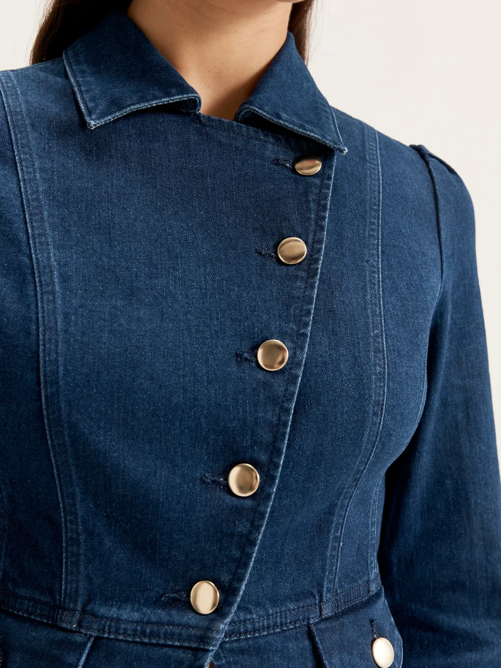 Button Front Pockets Denim Jacket