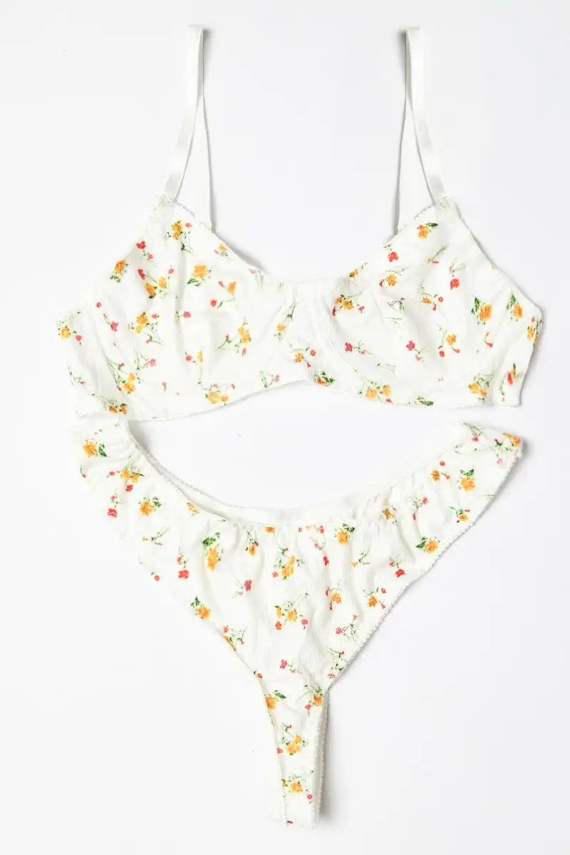 Elegant Floral Print Lingerie Set