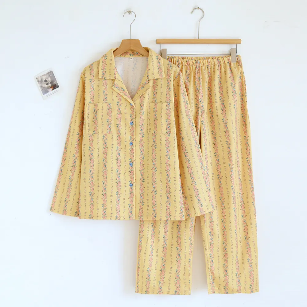Cotton Floral Stripe Pajama Set