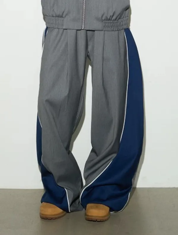 Baggy Striped Contrast-Detail Sweatpants