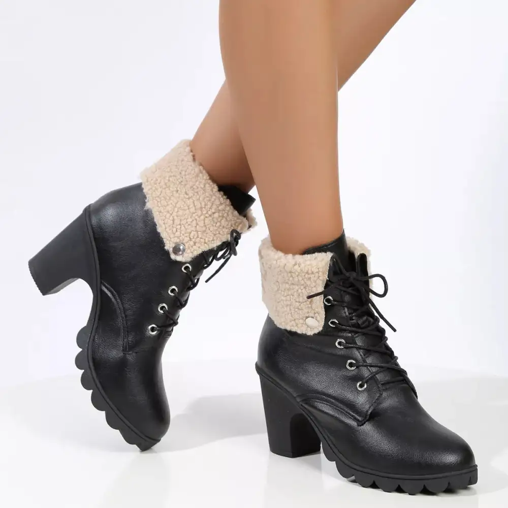 Refined Lace-Up Block Heel Boots