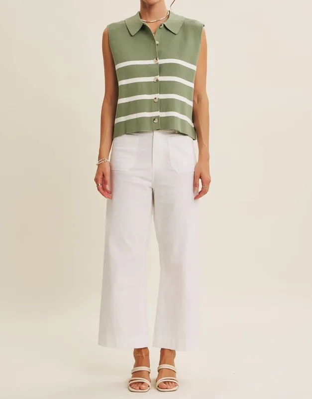 Ribbed Button-Down Sweater Vest