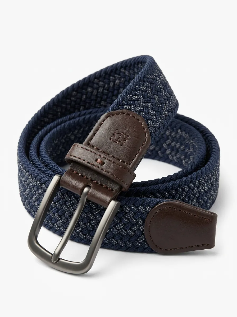Men's Performance Summit Casual Navy Blue Stretch Woven Belt