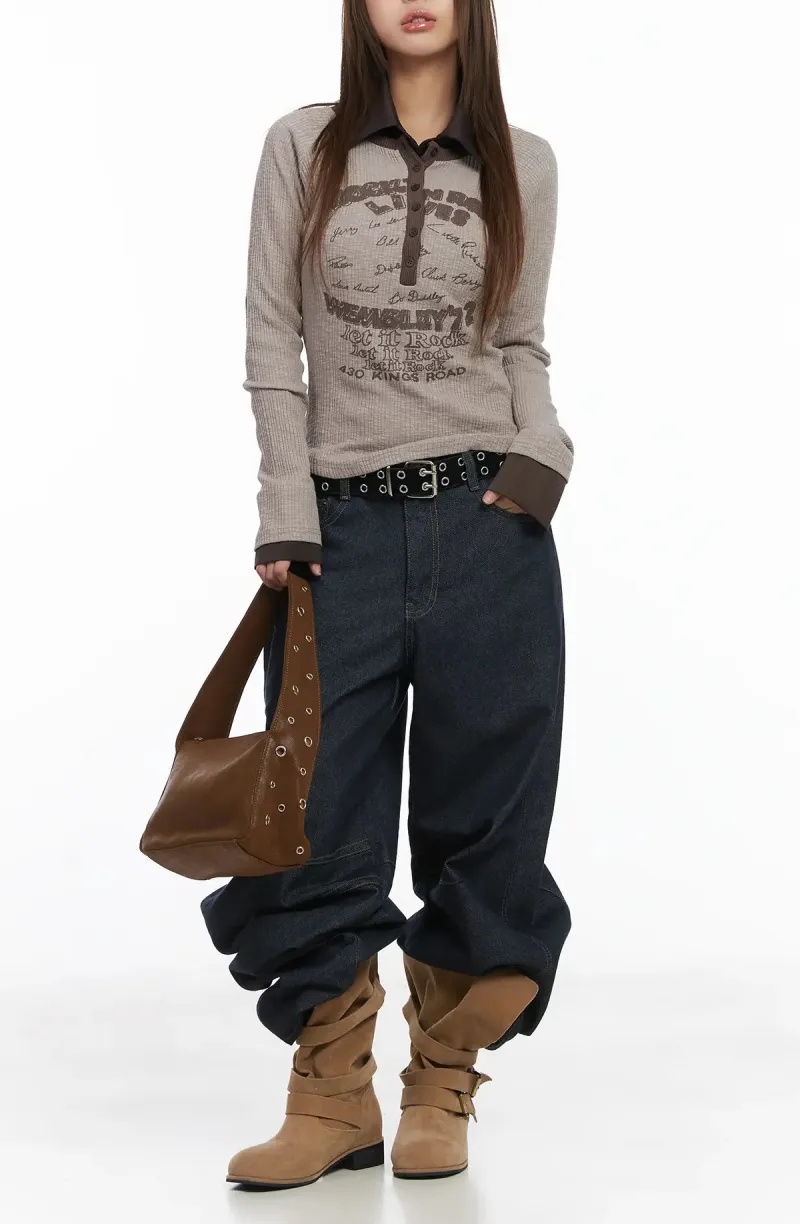 Pocketed Wide Jeans