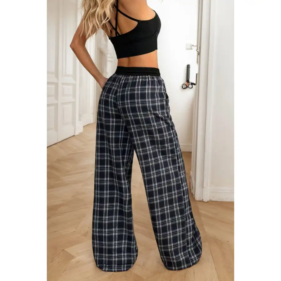Classic Plaid Wide Leg Pants