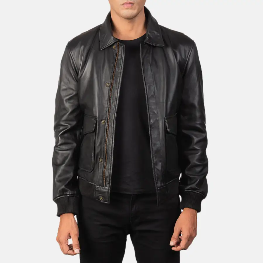Men's Workwear Bomber Leather Jacket