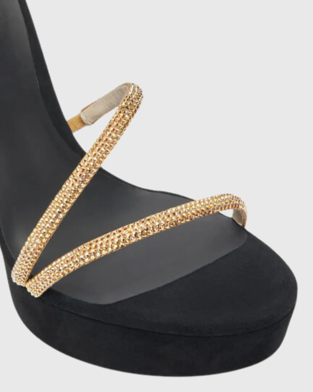 Rhinestone Embellished Snake Platform Sandals in Black
