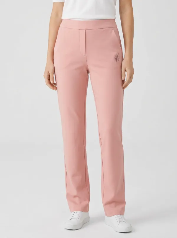 Women's Classic Weekend Leaf Logo Printed Mid Rise Straight Leg Pants
