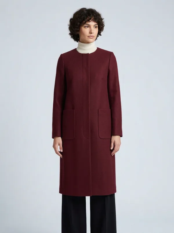 Women's Minimalist Charcoal Gray Wool Blend Collarless Coat