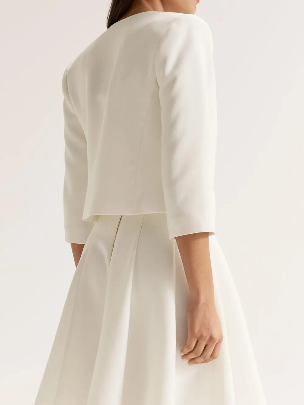 White Keyhole Neck 3/4 Sleeve Jacket