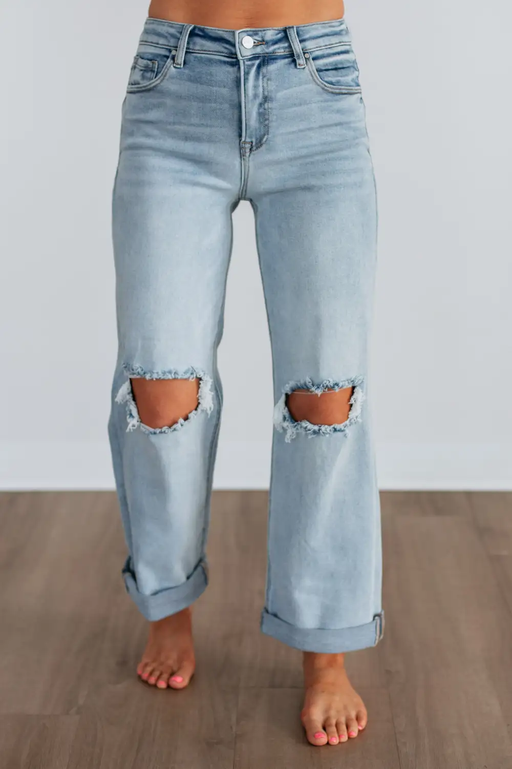 Women's Mid Rise Wide Leg Boyfriend Fit Jeans