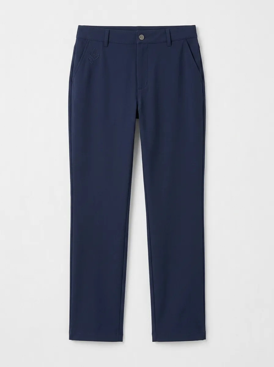 Women's Contemporary Weekend Leaf Embroidered Mid Rise Straight Leg Pants