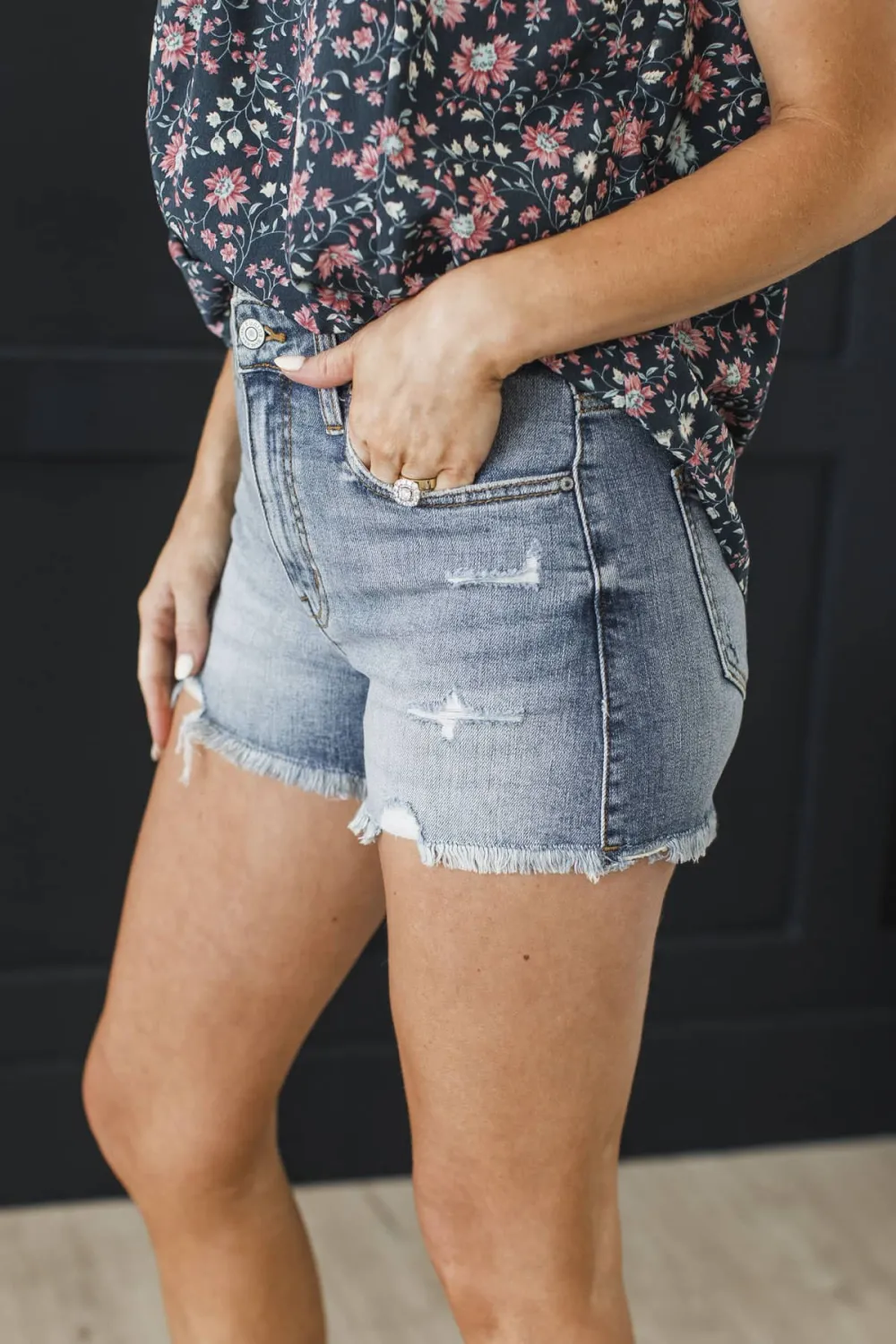 High-Rise Denim Shorts
