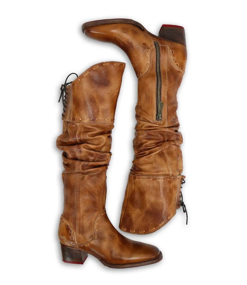 Ruched Contrast-Stitched Everyday Boots