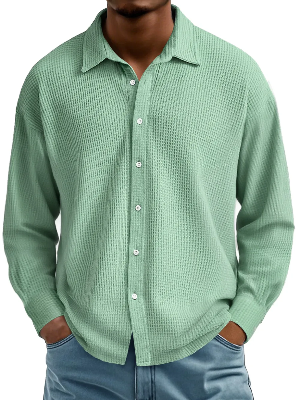 Textured Knit Camp Collar Shirt