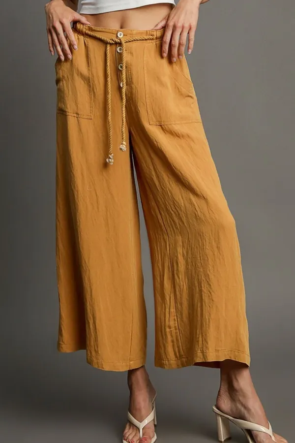 Rope Drawstring Wide Leg Plus Pants