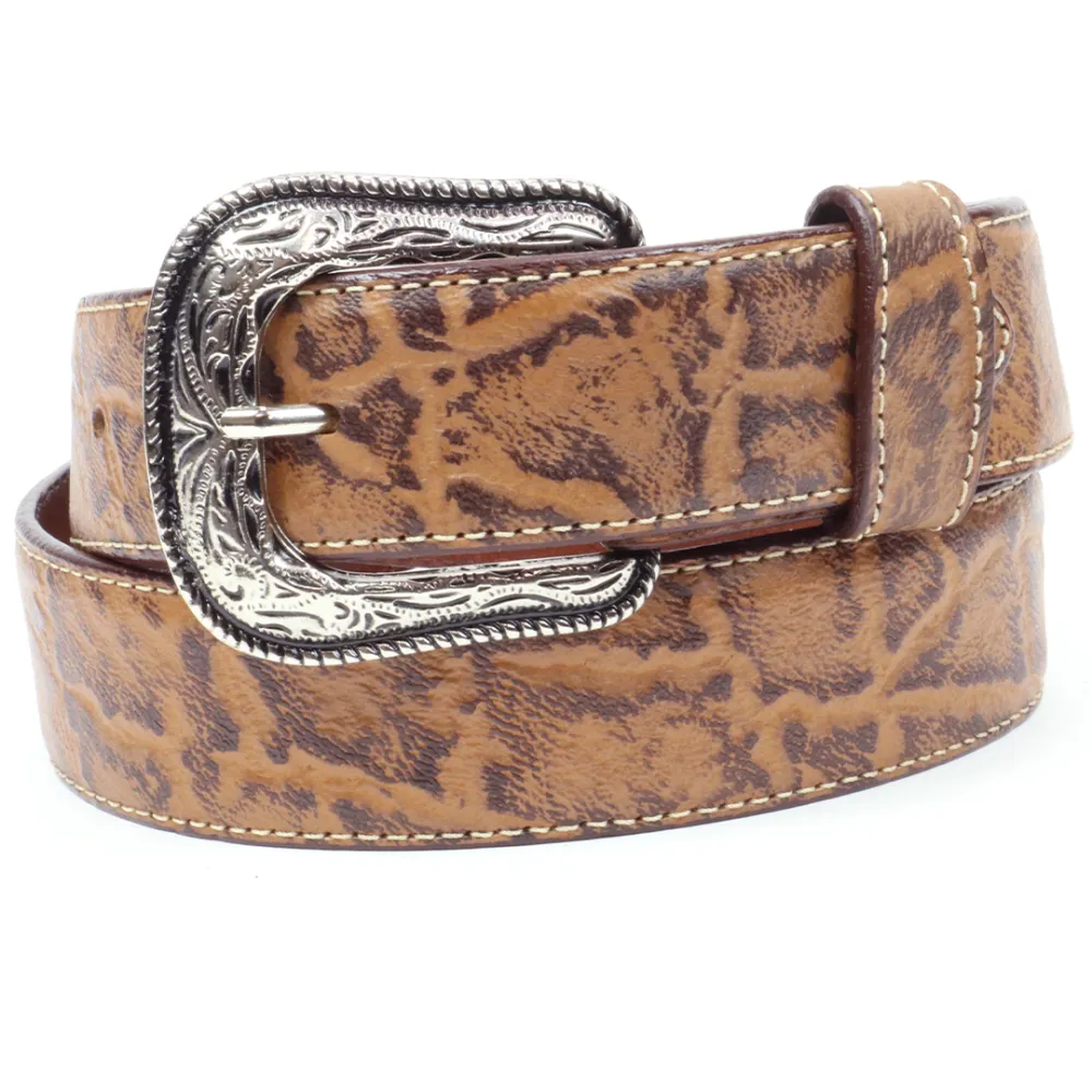 Workwear-Inspired Crackle Finish Cowhide Leather Waist Belt