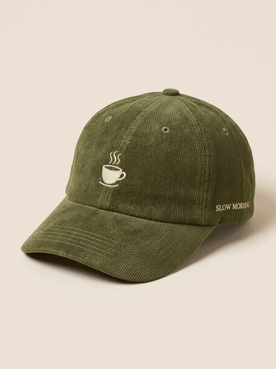 Refined Coffee-Lover Slow-Morning Corduroy Embroidered Unisex Baseball Cap