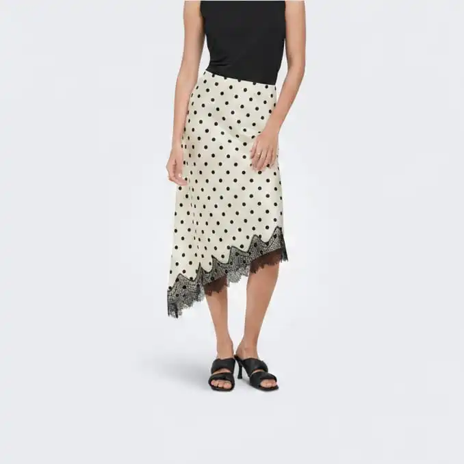 Slanted Satin Lace Skirt
