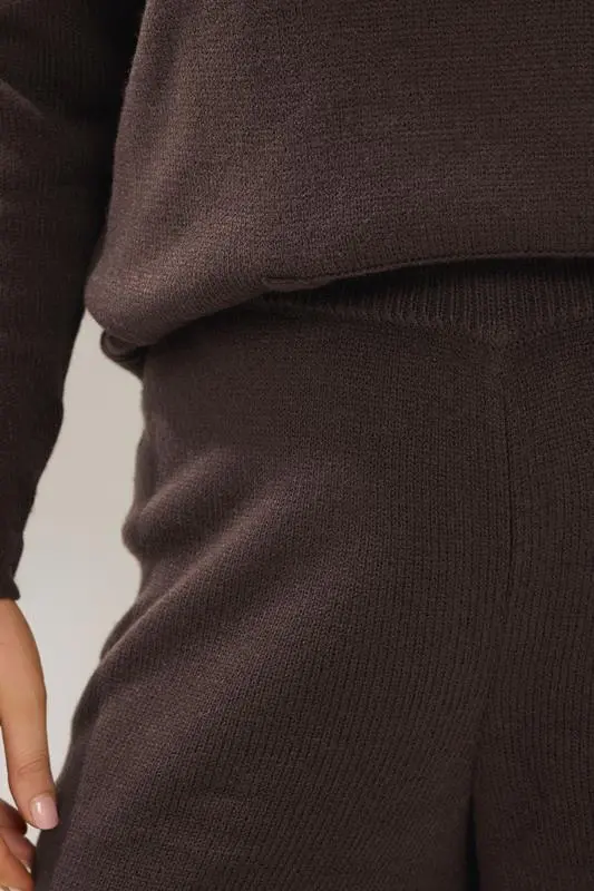 Chocolate Brown Wide Leg Knitted Trousers