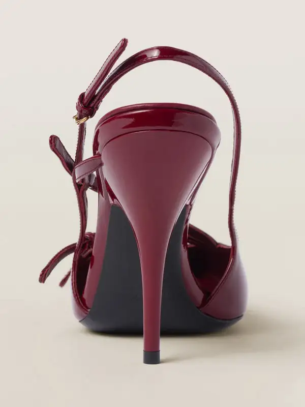 Buckle Cutout Pointed-Toe Panel Detail Slingback Heeled Sandals