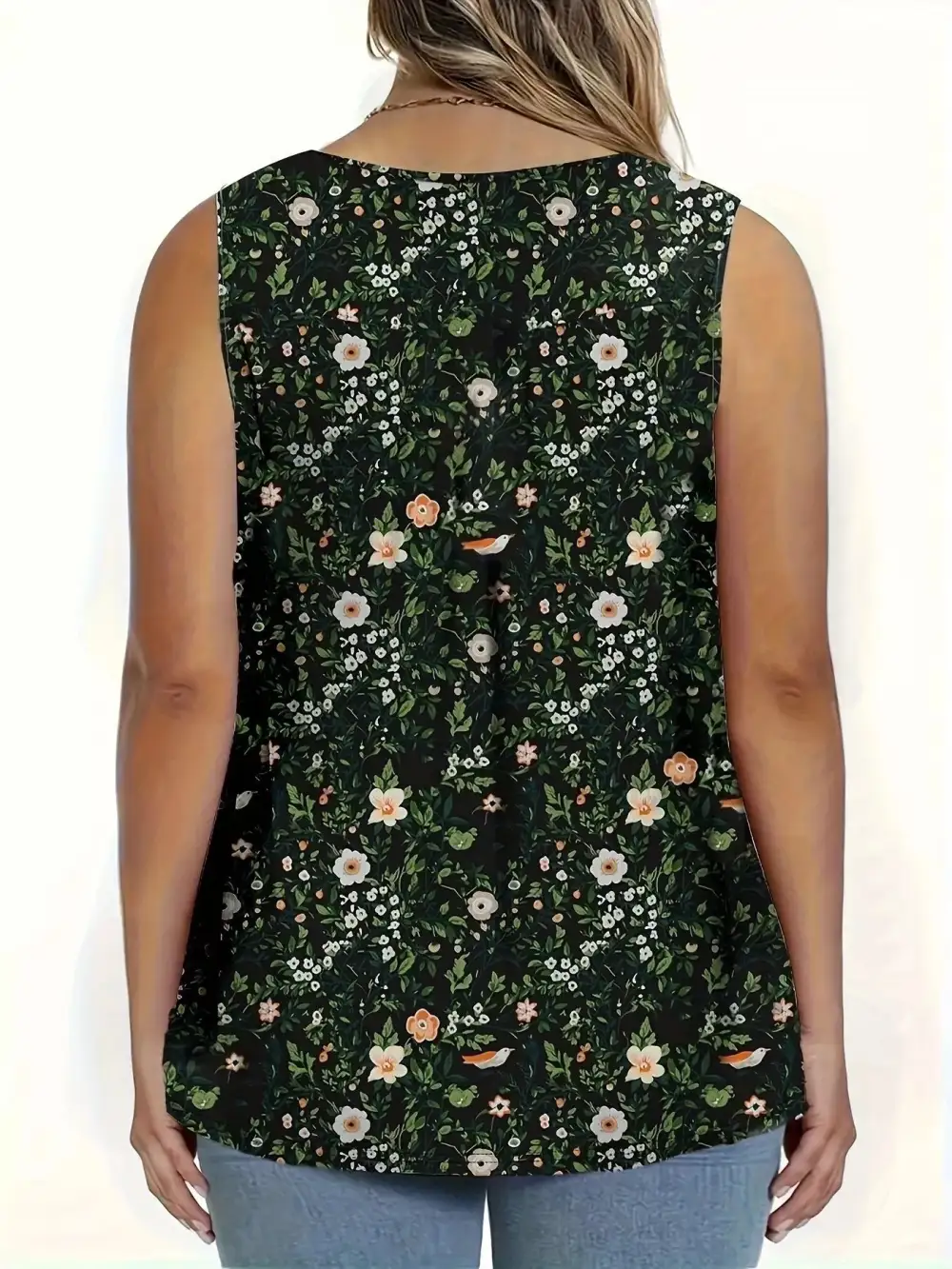 Full Size Button Detail Tank Plus Size