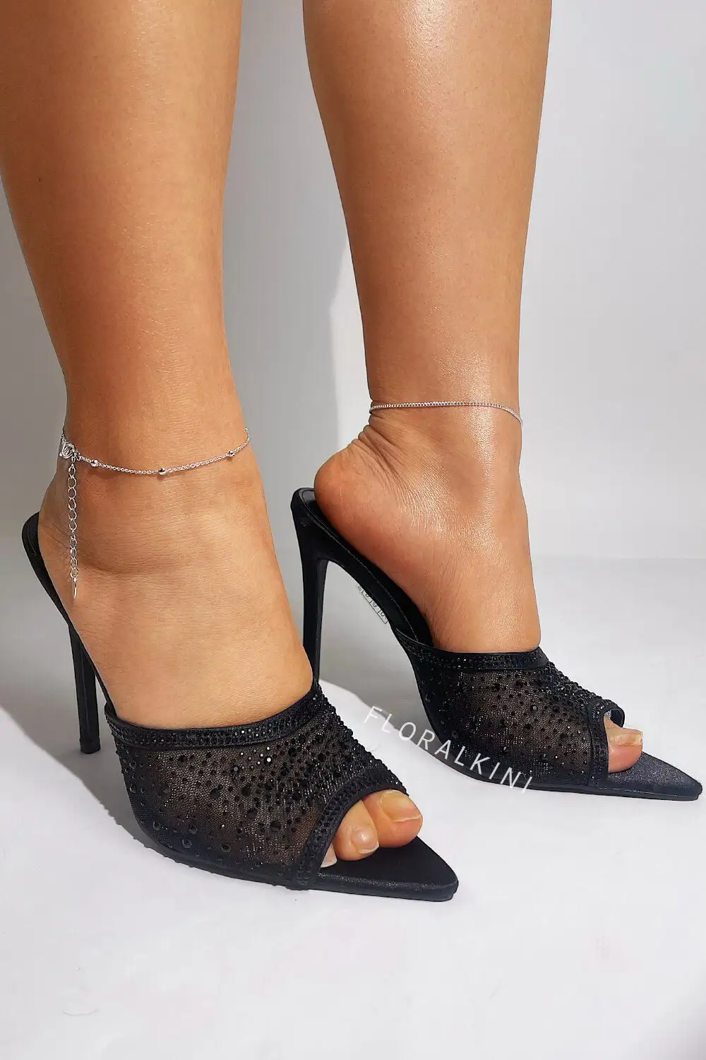 Rhinestone Open Pointed Toe Stiletto