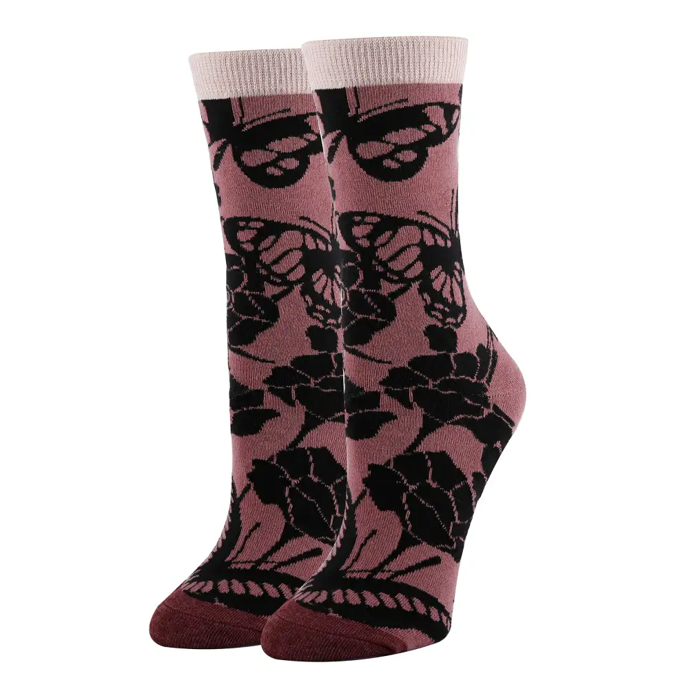 Classic Cotton Blend Floral Motif Crew Socks