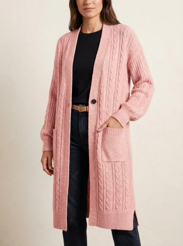 Women's Modern Cable Knit Knit Cardigan