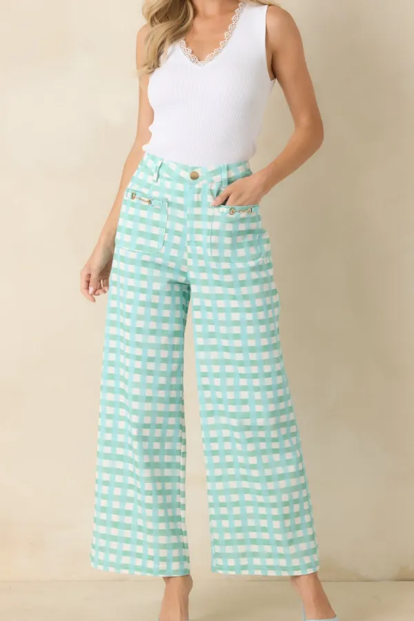 Gingham Wide Leg Wide Leg Pants