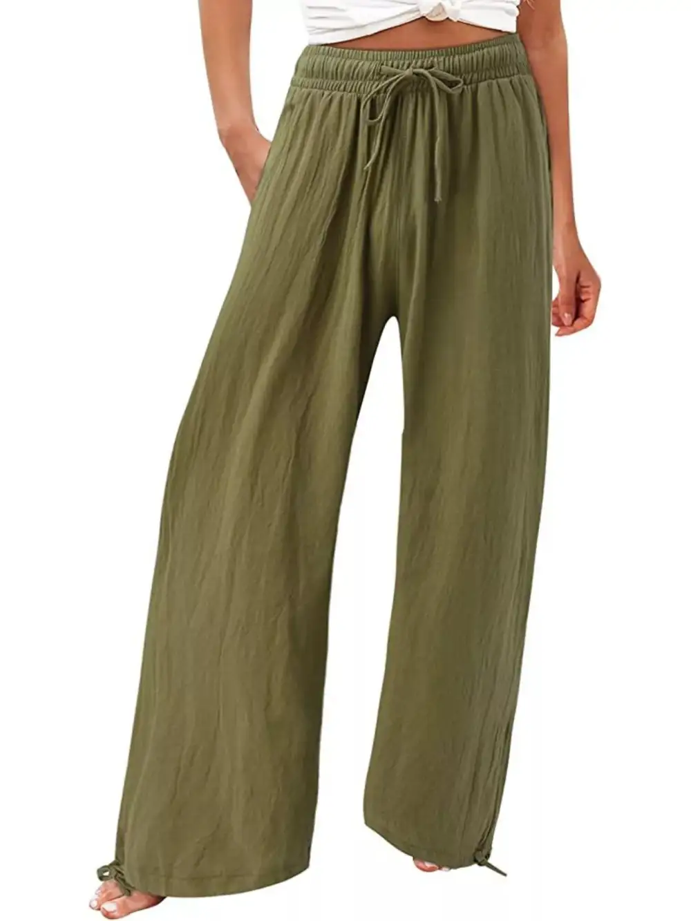 Full Size Wide Leg Pants with Drawstring Waist Plus