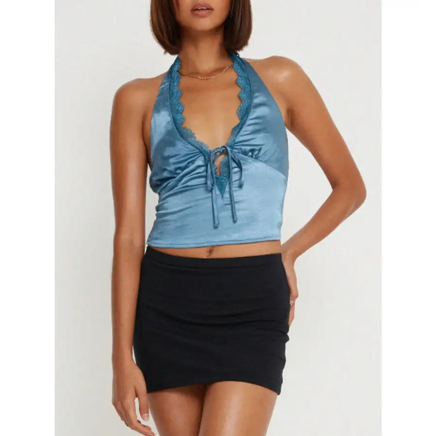 Lace Detail Halter Neck Tank