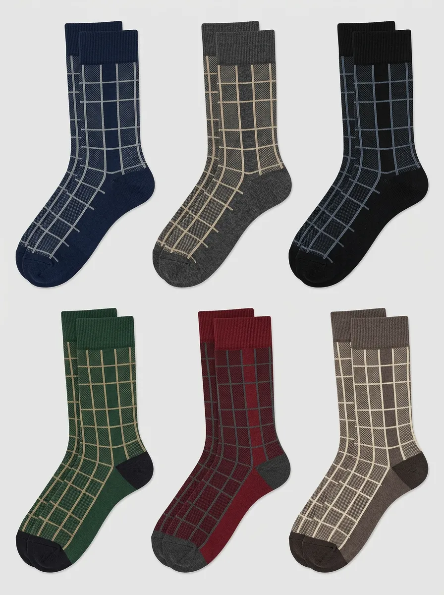 Men's Grid Crew Socks 6-Pack