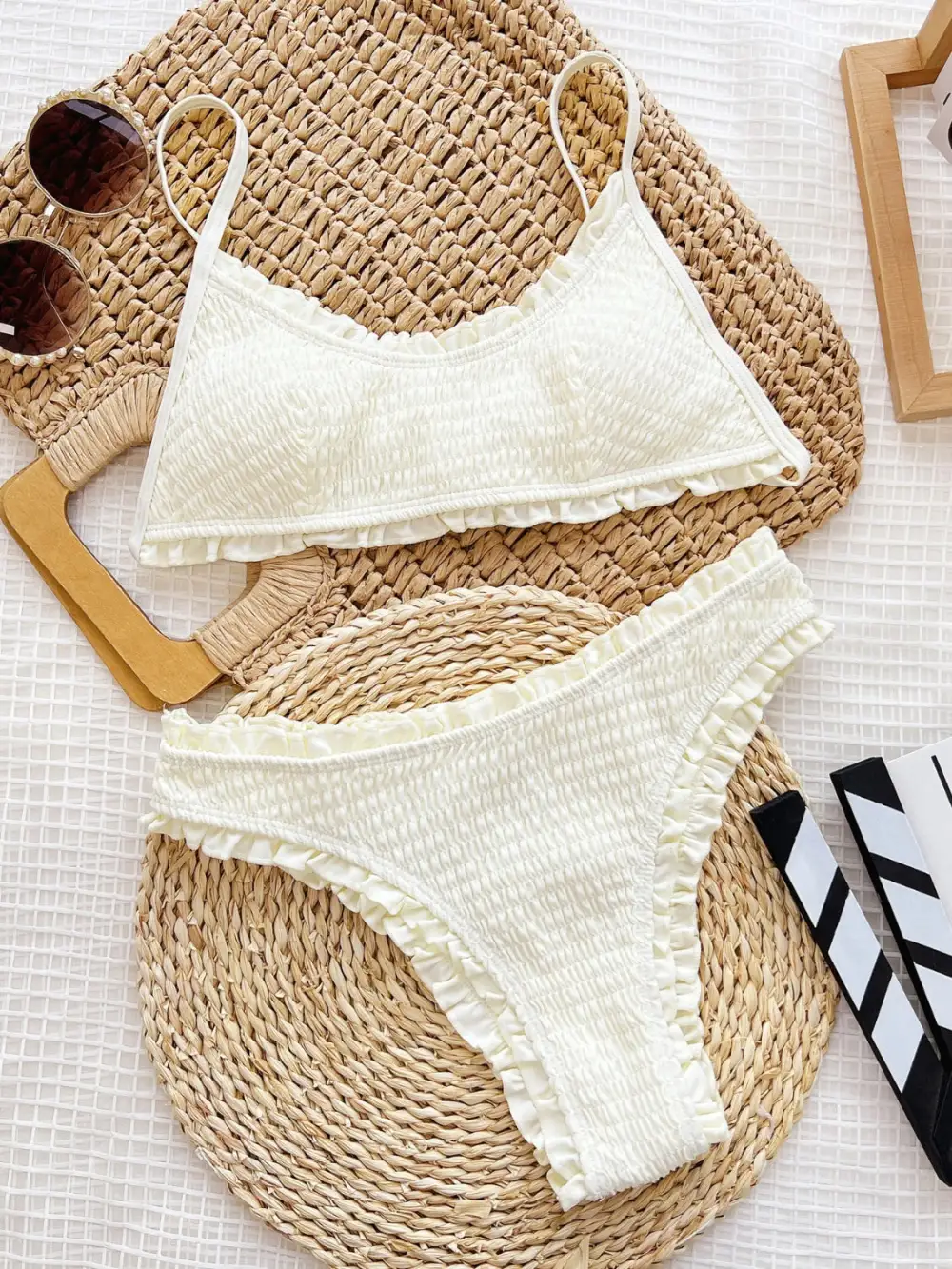 Frill Textured Spaghetti Strap Coordinated Accessory