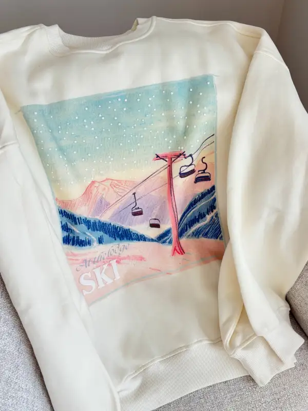 At the Lodge Ski Puff Print Sweatshirt