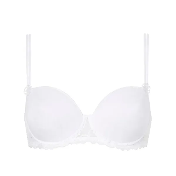 Women's Seamless Adjustable Straps Floral Lace Guipure Lace Embroidery Floral Detail Bra