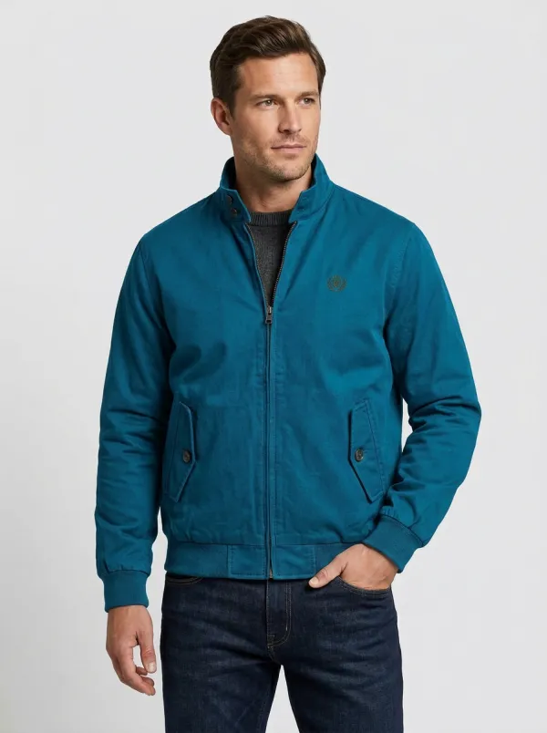 Men's Casual Classic Emblem Embroidered Zip-Up Jacket