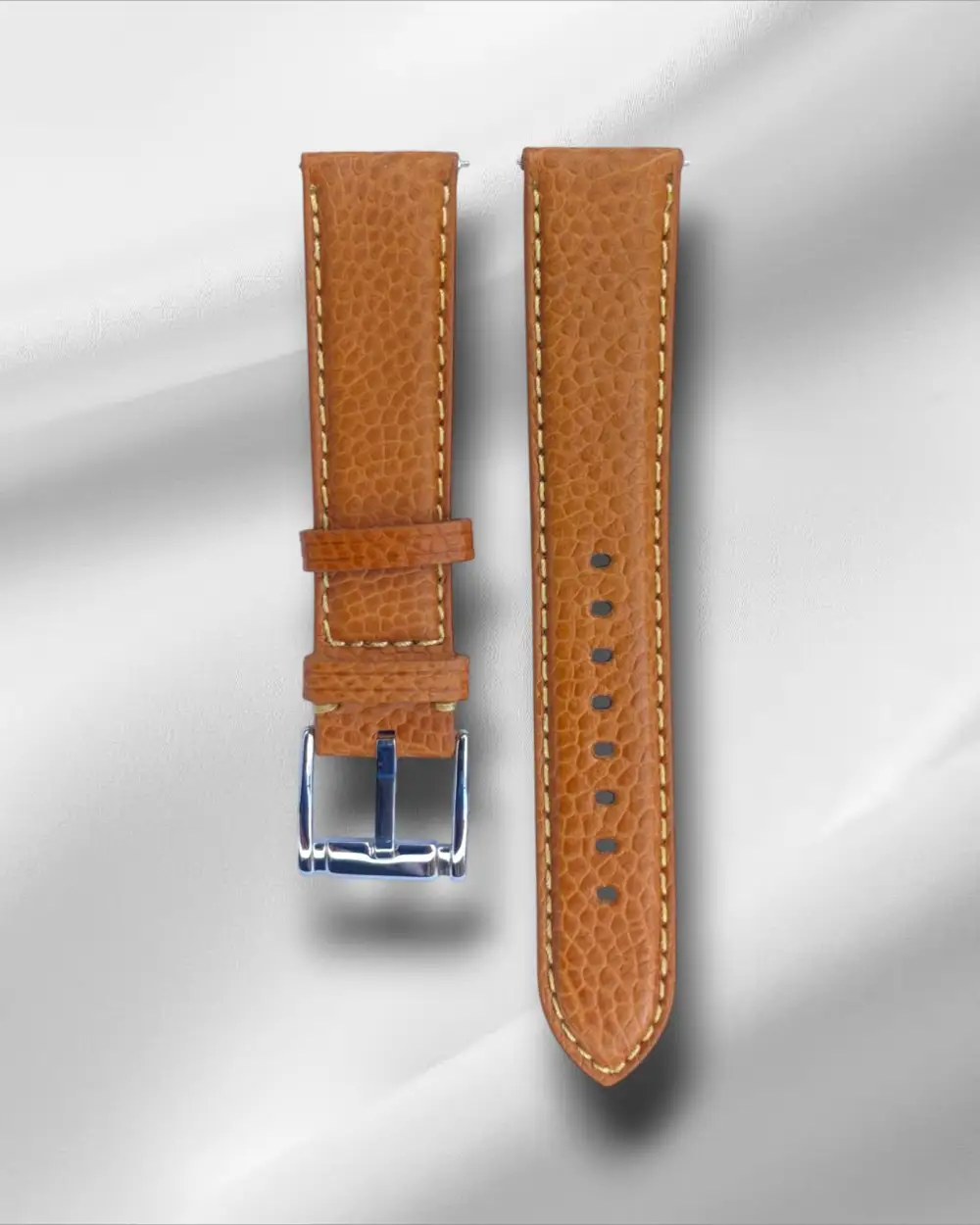 Refined Smooth Finish Tang Buckle Ostrich Leather Watch Strap