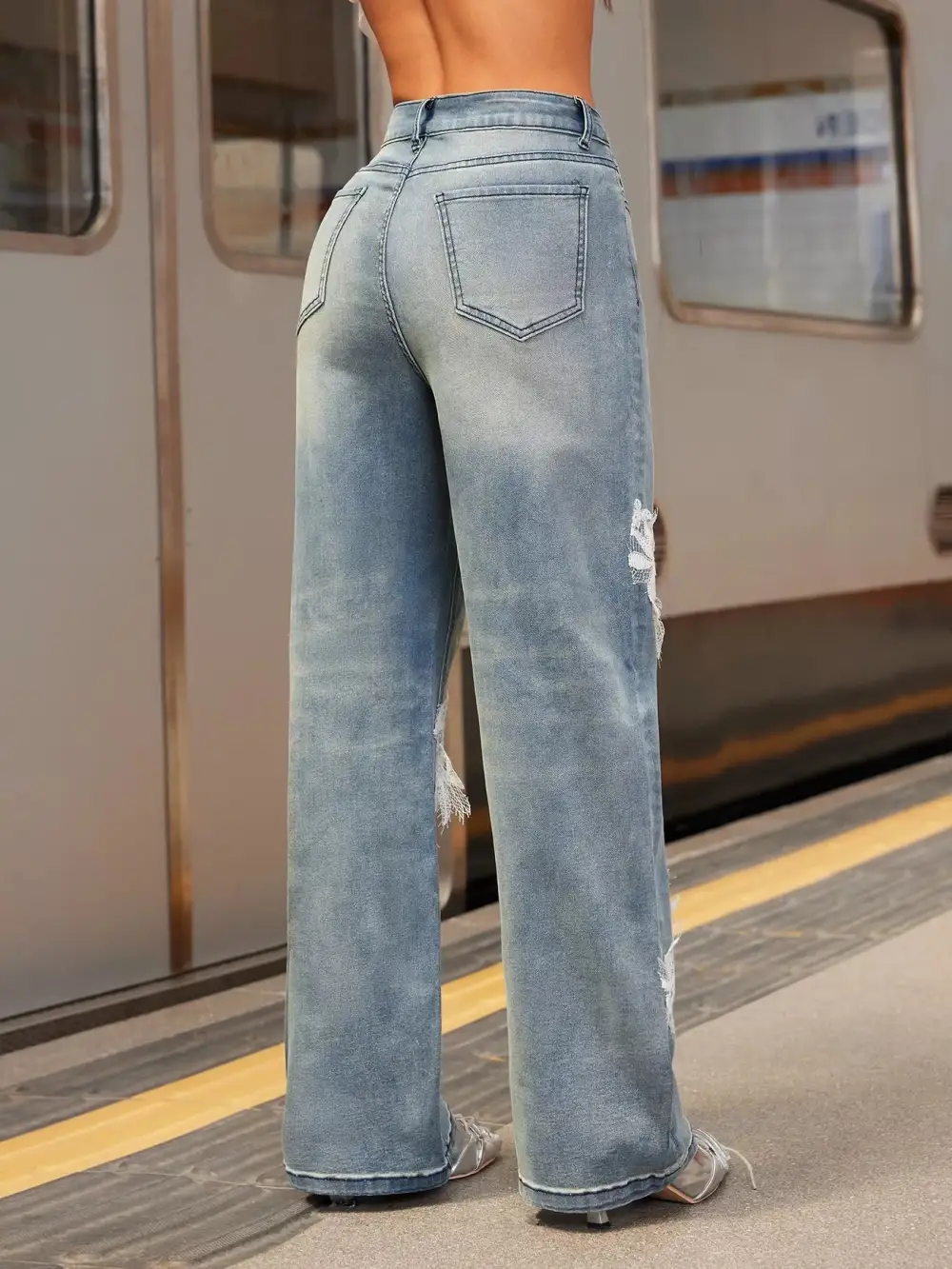 Comfy Collared Denim Jeans