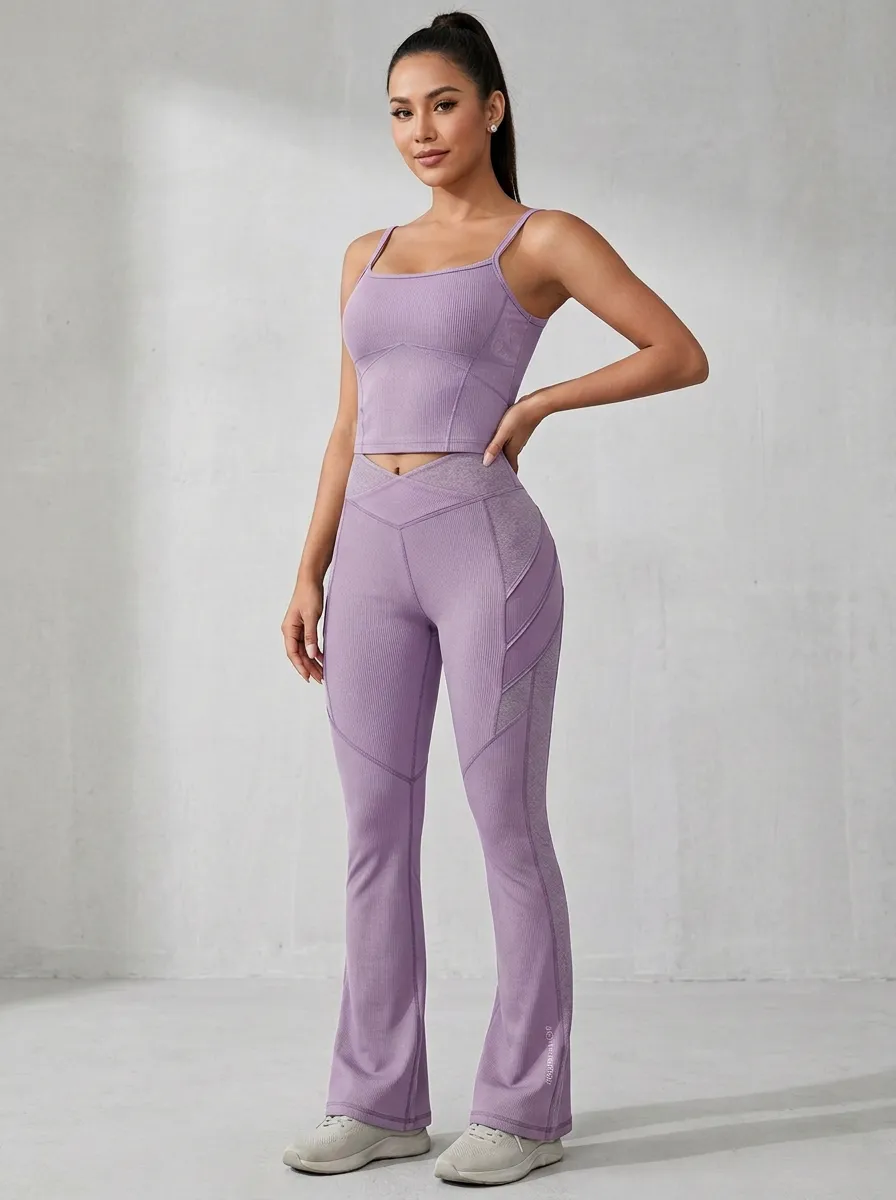 Ribbed Paneled Textured Flare Active Set