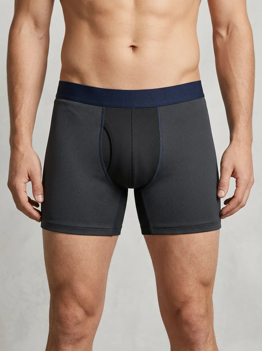 Men's Charcoal Contrast Panel Boxer Briefs