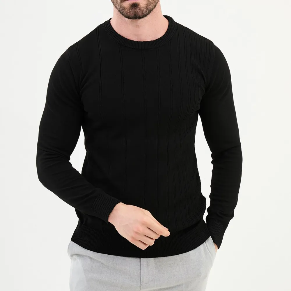 Long Sleeve Slim Fit Cotton Knit Sweater