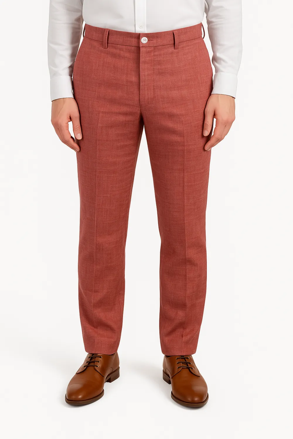 Classic Linen Flat Front Regular Rise Traditional Fit Trousers