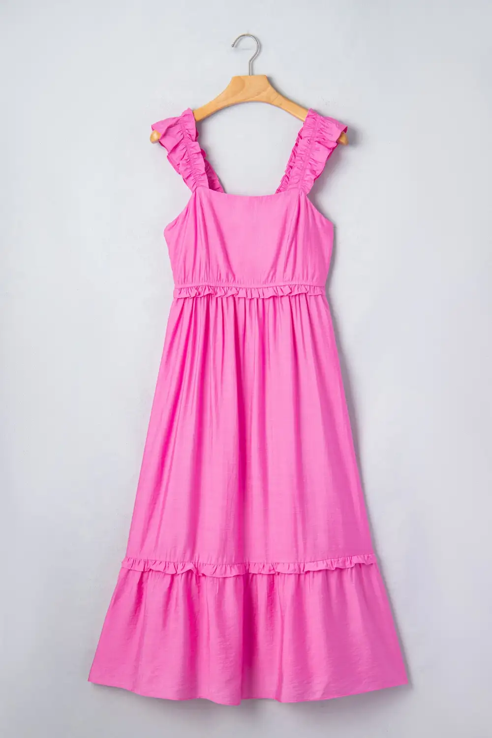 Drape Ruffle Sleeveless High Waist Maxi Dress