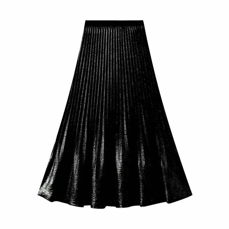 Classic Pleated High Waist Mermaid Midi Skirt